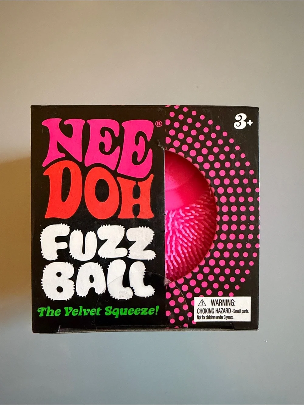Authentic NEE DOH Fuzz Ball Velvet Squeeze - Pink